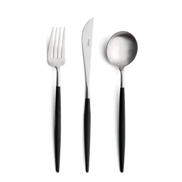 Goa Black 18-Piece Stainless Steel and Black Resin Cutlery Set by Cutipol (6 place settings)