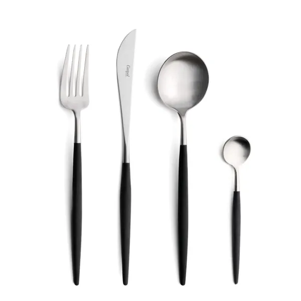 Goa Black 24-Piece Cutlery Set in Steel and Black Resin by Cutipol for 6 place settings