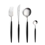 Goa Black 24-Piece Cutlery Set in Steel and Black Resin by Cutipol for 6 place settings