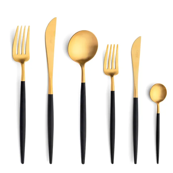Goa Gold 36-Piece Stainless Steel and Black Resin Cutlery Set by Cutipol (6 place settings)