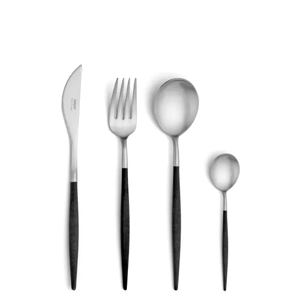 Dalper Mya Set of 24 cutlery pieces in satin-finish steel with black handles