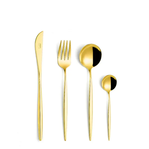 Nagi Shiny Gold Dalper 24-Piece Gold PVD Stainless Steel Cutlery Set
