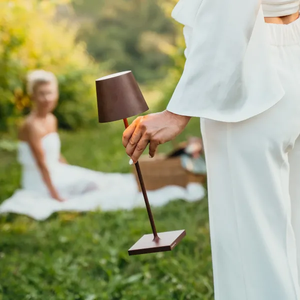 Poldina Corten rechargeable portable lamp by Zafferano