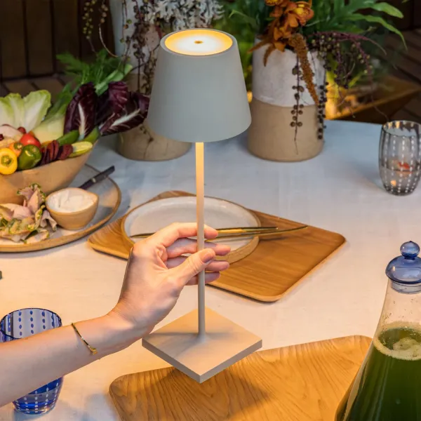 Sand color Poldina rechargeable portable lamp by Zafferano