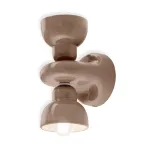 Mocha-colored wall sconce with 2 lights Berimbau by Ferroluce
