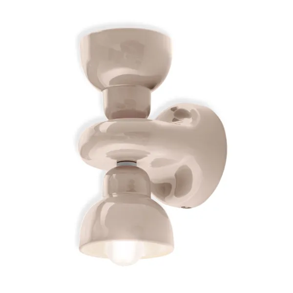 Gray-colored wall sconce with 2 lights Berimbau by Ferroluce