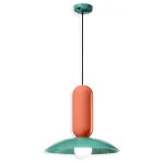 Turquoise and orange Pau pendant lamp by Ferroluce