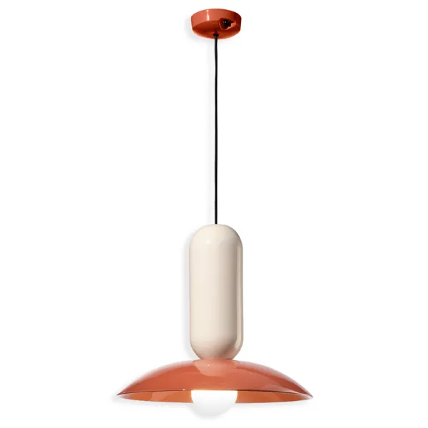 Pau orange and cream pendant lamp by Ferroluce
