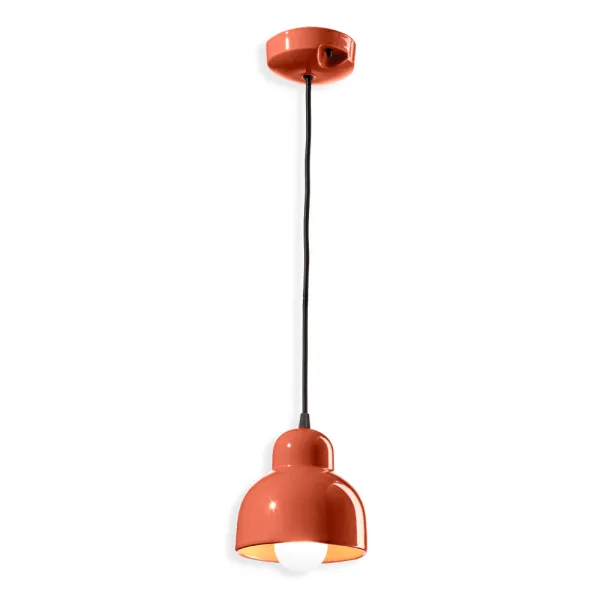 Lampada a sospensione grande color arancio Berimbau di Ferroluce