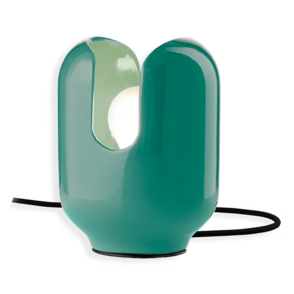 Batucada turquoise ceramic table lamp by Ferroluce