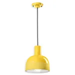 Yellow ceramic pendant lamp CAXIXI by Ferroluce