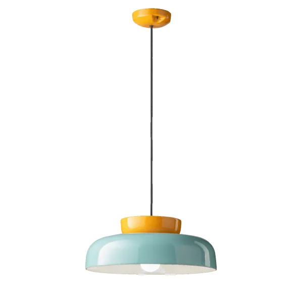 Yellow and blue Maracana ceramic pendant lamp by Ferroluce