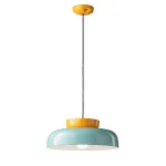 Yellow and blue Maracana ceramic pendant lamp by Ferroluce