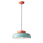 Orange and light blue Maracana ceramic pendant lamp by Ferroluce