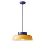 Blue and yellow Maracana ceramic pendant lamp by Ferroluce