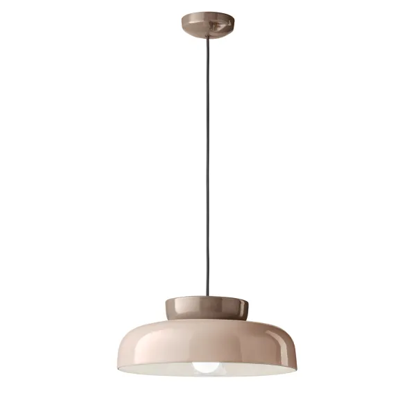 Moka and grey pendant lamp in Maracana ceramic by Ferroluce