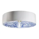 Blue ming patterned ceramic ceiling lamp Pi by Ferroluce