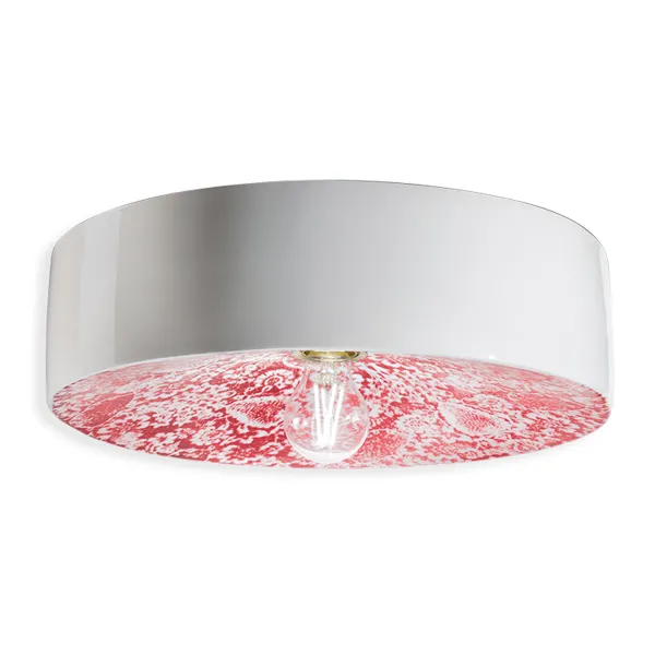 Pi red ceramic ming patterned ceiling lamp by Ferroluce