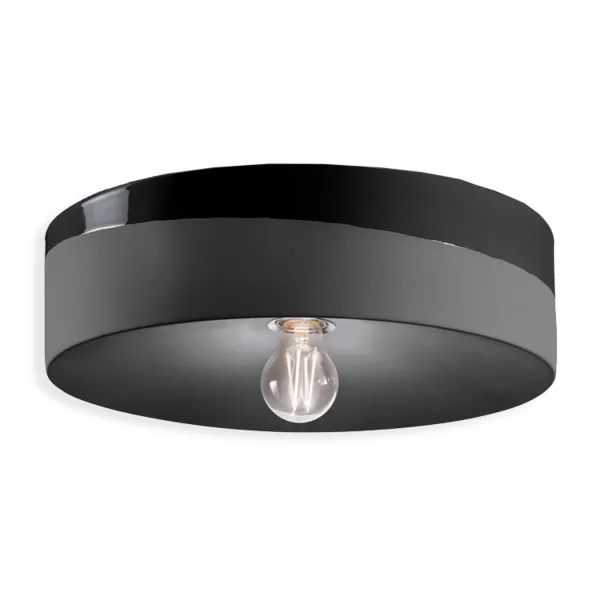 Black ceramic ceiling light Pi by Ferroluce