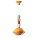 Yellow colored ceramic pendant lamp Lariat by Ferroluce
