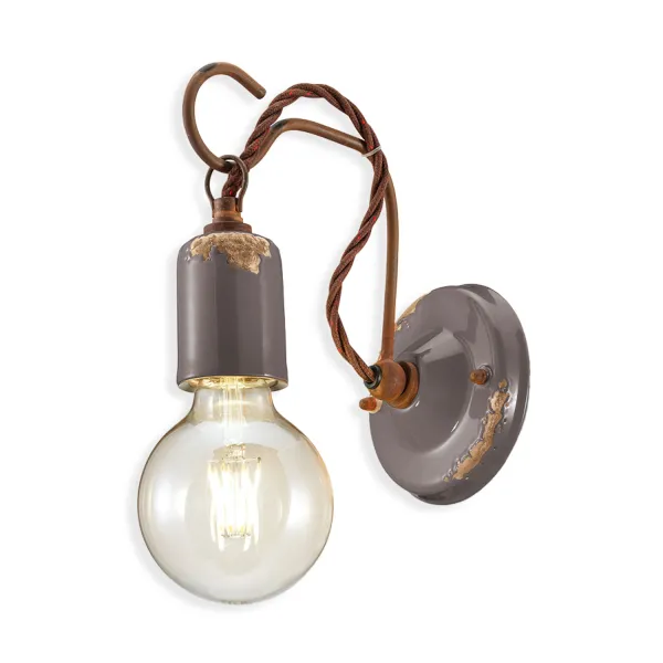 Retro Vintage Ceramic Taupe Wall Light by Ferroluce