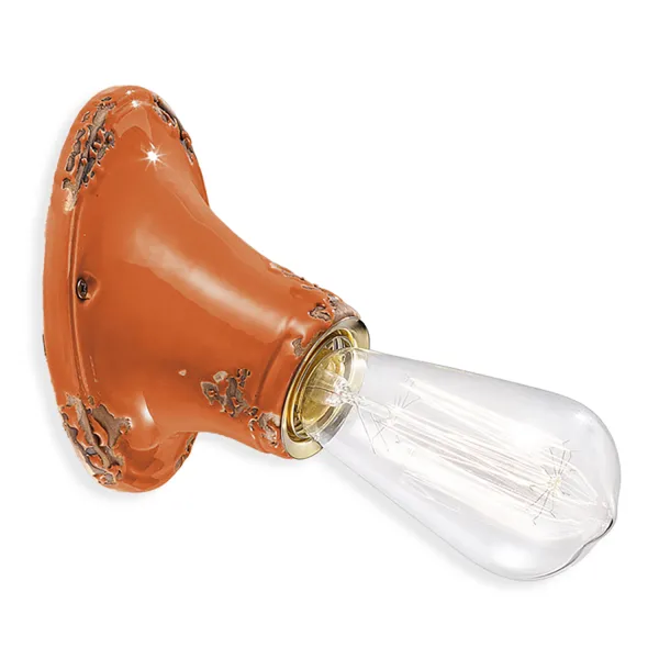 Vintage Retro Orange Ceramic Wall Sconce by Ferroluce