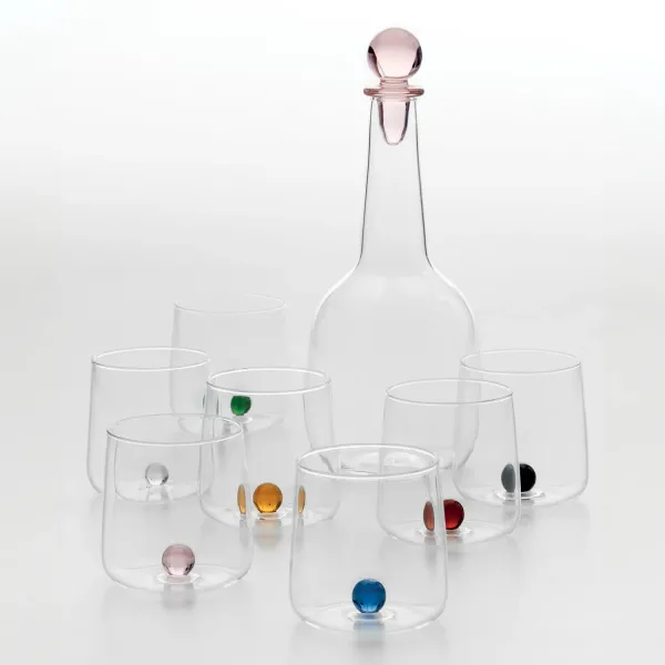 Tumbler Ball with Green Ball Set of 6 Glasses by Zafferano