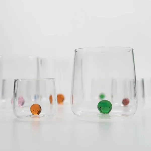 Tumbler Ball with Green Ball Set of 6 Glasses by Zafferano