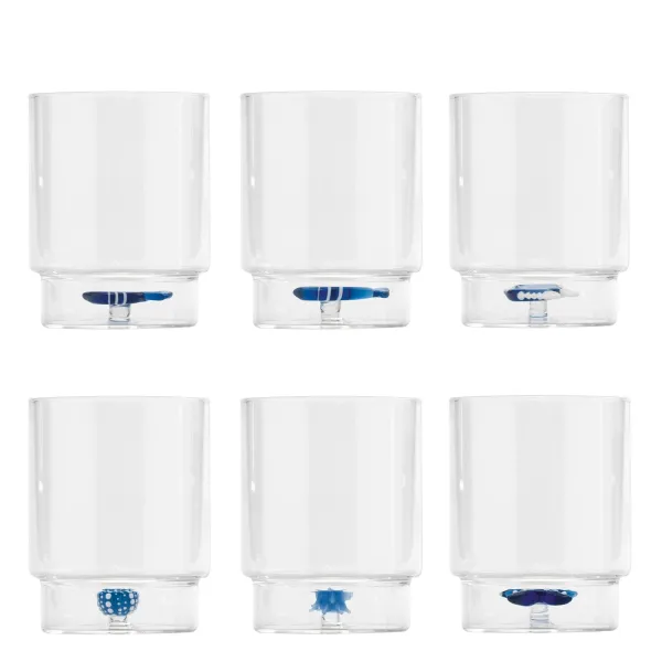 Teca Mare Double Bottom Tumbler with assorted decorations by Zafferano