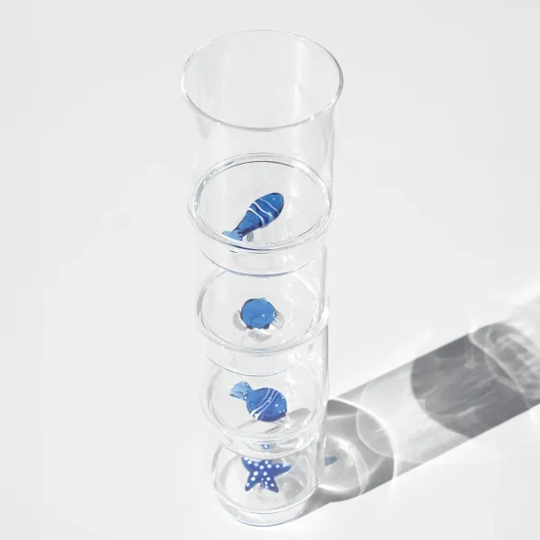 Teca Mare Double Bottom Tumbler with assorted decorations by Zafferano