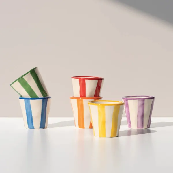 Lido Glasses with stripes of assorted colors Set 6 by Zafferano