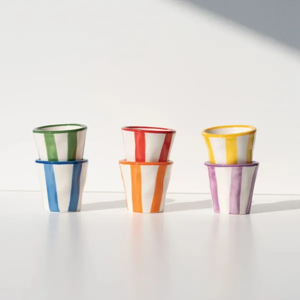 Lido Glasses with stripes of assorted colors Set 6 by Zafferano