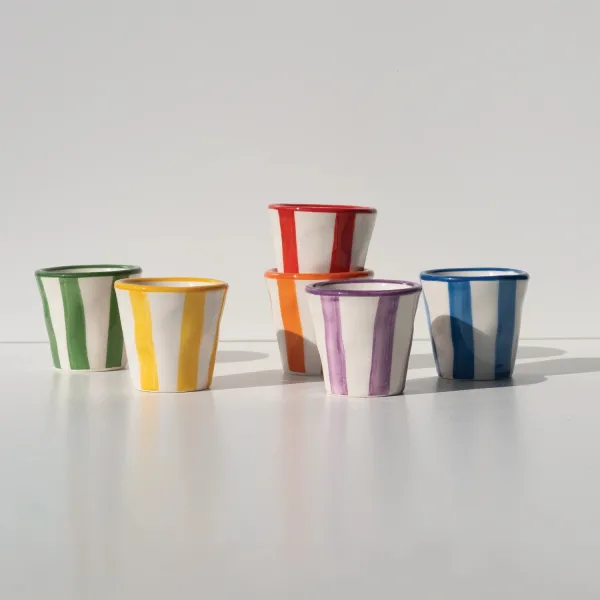 Lido Glasses with stripes of assorted colors Set 6 by Zafferano