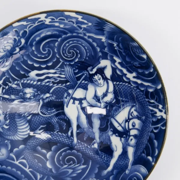 Yakuza Dragon Bowls in porcellana blu e bianca by Tokyo Studio