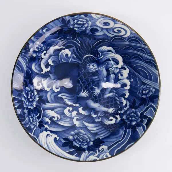 Yakuza Carp Bowls in porcellana blu e bianca by Tokyo Studio