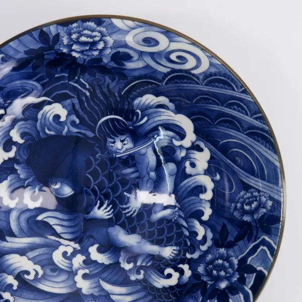 Yakuza Carp Bowls in porcellana blu e bianca by Tokyo Studio