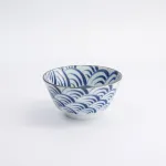 Natsu Nami Rice Bowl 12x6.4cm 300ml set da 6 ciotole in porcellana blu bianca
