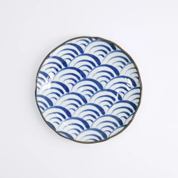 Natsu Nami Plate 16.5x2cm set da 12 piatti in porcellana blu bianca