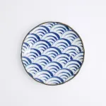 Natsu Nami Plate 16.5x2cm, set of 12 blue and white porcelain plates