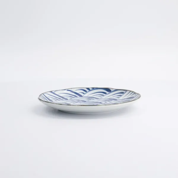 Natsu Nami Plate 16.5x2cm, set of 12 blue and white porcelain plates