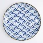 Natsu Nami Plate 24.7x3cm set da 6 piatti tondi in porcellana blu bianca