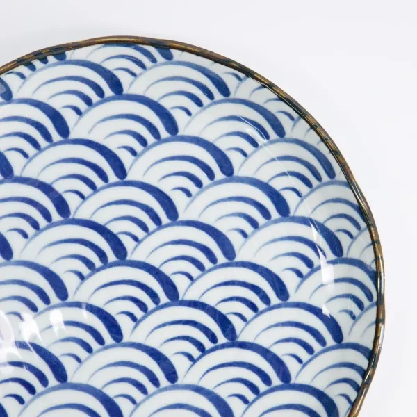 Natsu Nami Plate 24.7x3cm set da 6 piatti tondi in porcellana blu bianca