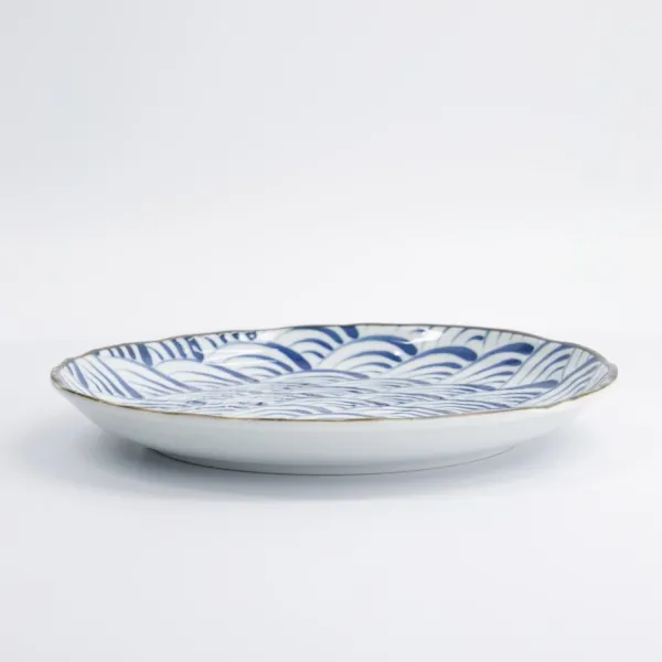 Natsu Nami Plate 24.7x3cm set da 6 piatti tondi in porcellana blu bianca