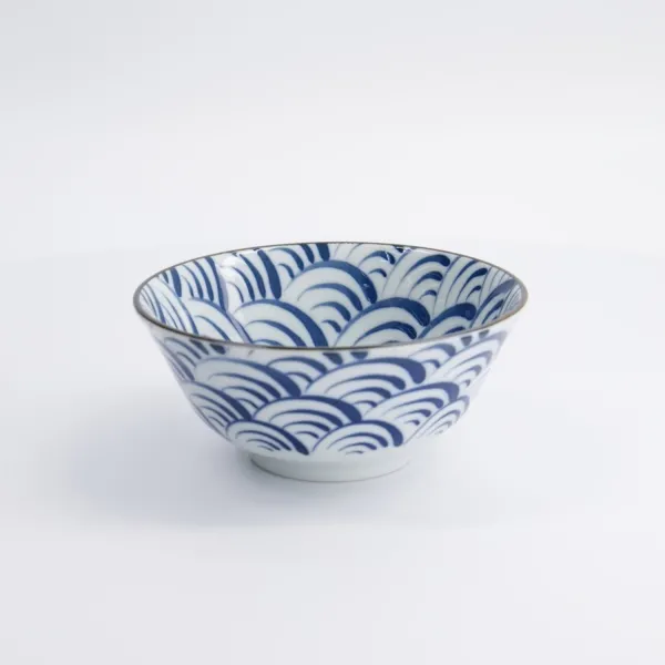 Natsu Nami Tayo Bowl 15.2x6.7cm 500ml set da 6 ciotole in porcellana blu bianca