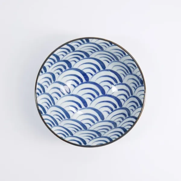 Natsu Nami Tayo Bowl 15.2x6.7cm 500ml set da 6 ciotole in porcellana blu bianca