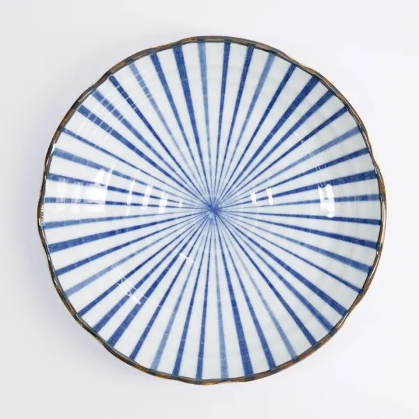 Natsu Tokusa Plate 22x4cm set da 6 piatti tondi in porcellana blu bianca