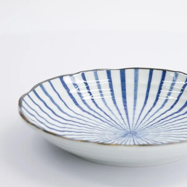 Natsu Tokusa Plate 22x4cm set of 6 round blue and white porcelain plates
