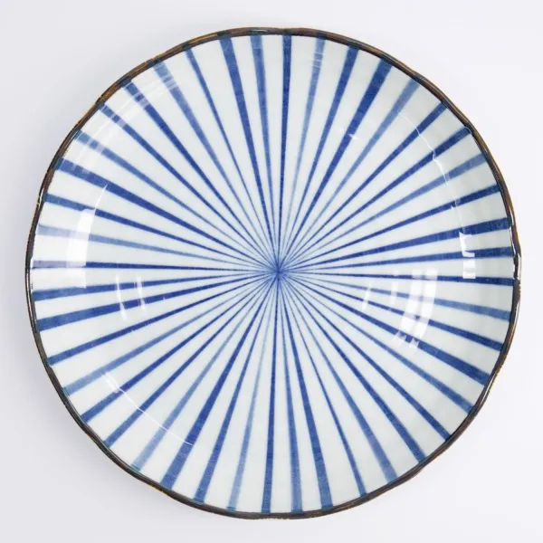 Natsu Tokusa Plate 24.7x3cm set da 6 piatti tondi in porcellana blu bianca