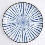Natsu Tokusa Plate 24.7x3cm set da 6 piatti tondi in porcellana blu bianca