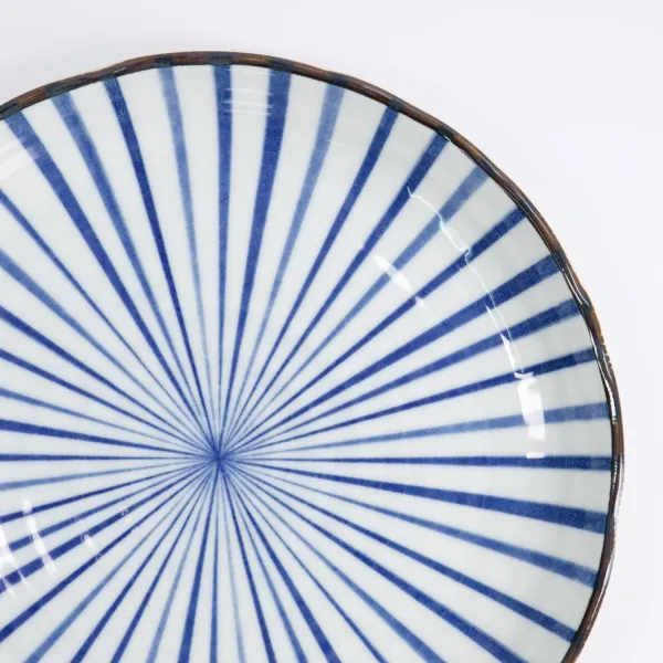Natsu Tokusa Plate 24.7x3cm set da 6 piatti tondi in porcellana blu bianca